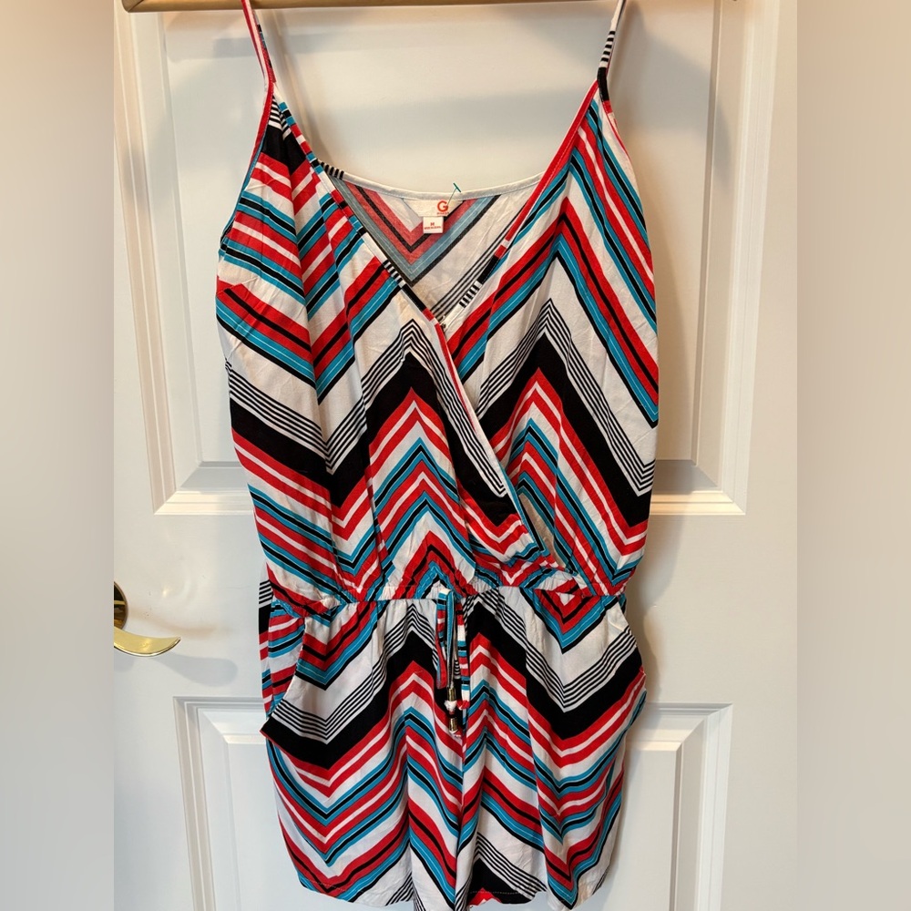 G by Guess Colorful Chevron One Piece Womens Romper Medium